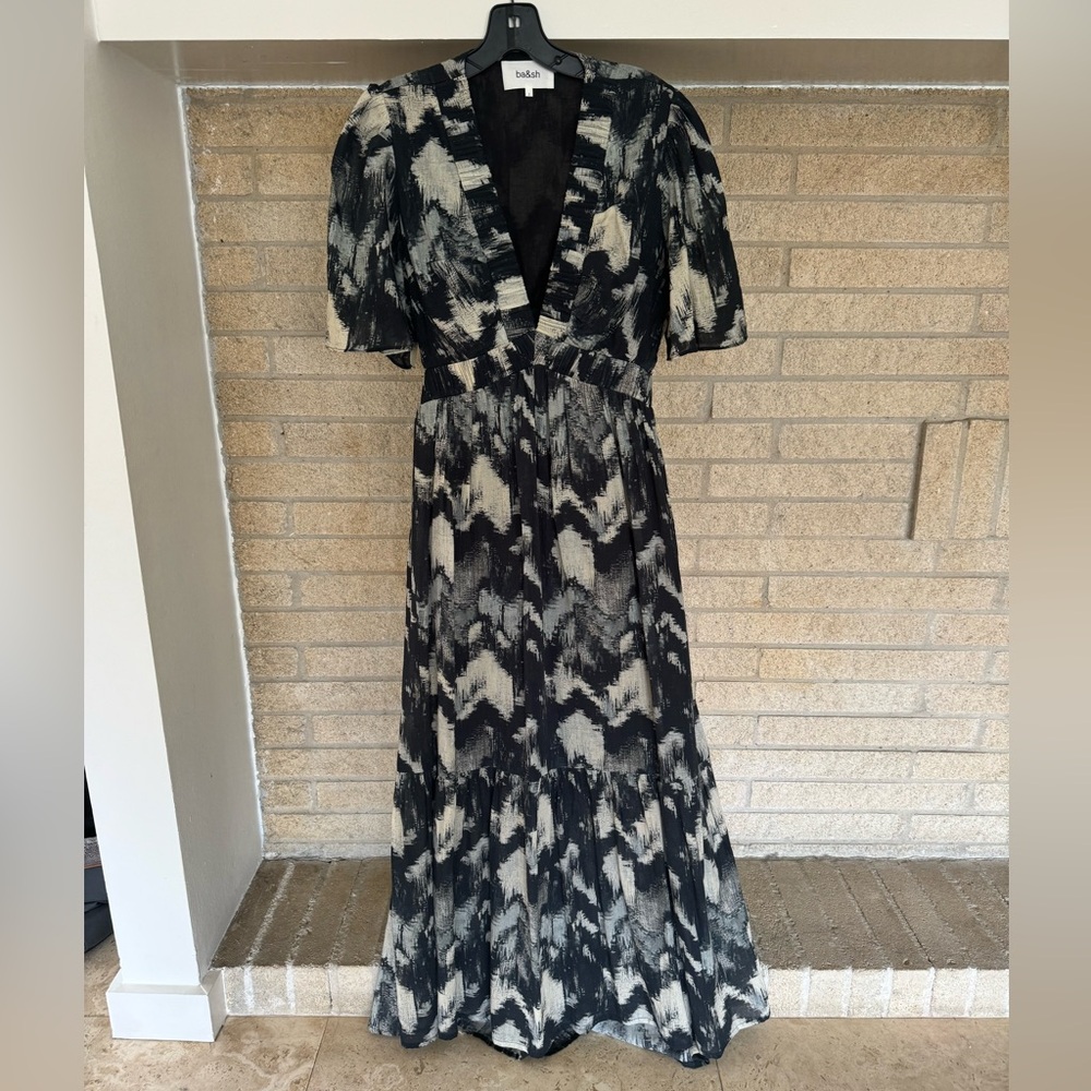 ba&sh Black and Cream Maxi Dress - Picture 3 of 12